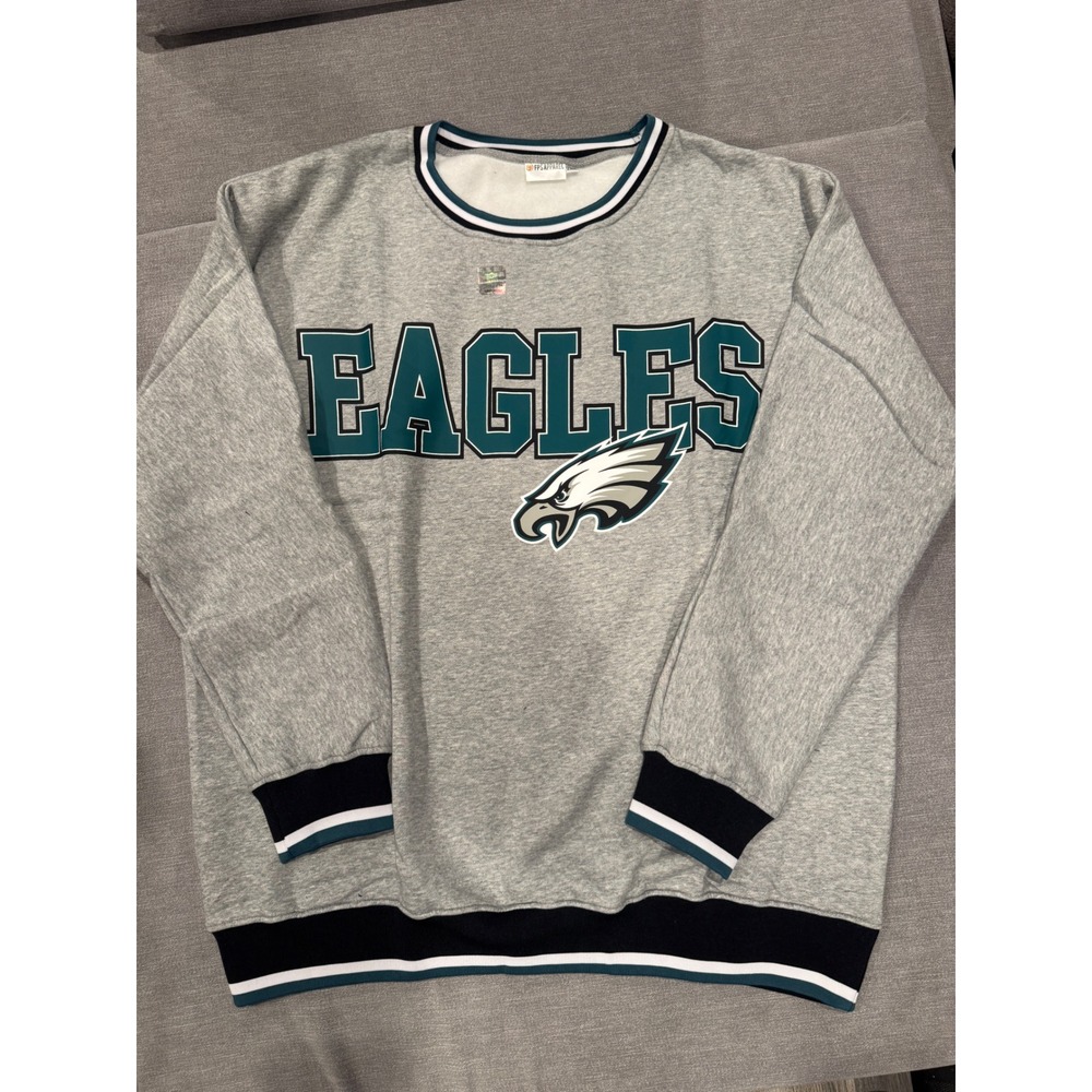 Philadelphia Eagles Crewneck Sweatshirt Mens 2XL Grey Miller Lite Brand New